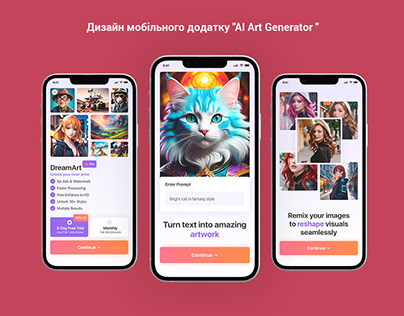 Design of mobile application "AI Art Generator"