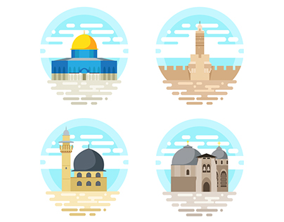 Jerusalem flat icons