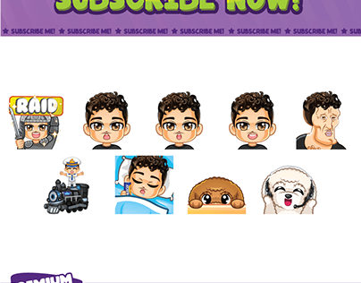 Chibi Boy with Curly Hair twitch emotes By Hachiko_Art