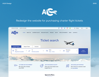 Aviacharter – website for flight tickets purchase