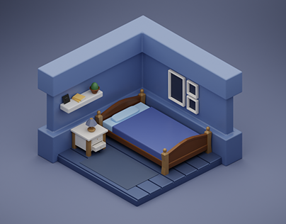3D isometric room-bedroom-1509