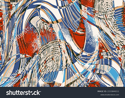 Colorful fabric patterns constructed with stylized...