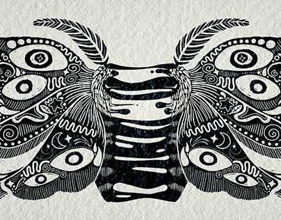 Moth Linoprint Spread
