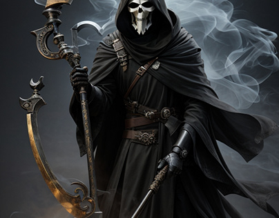 Reaper with scythe in Smoke holding a open