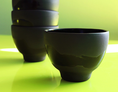 Black porcelain cups