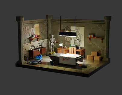 3D Isometric post mortem Room design