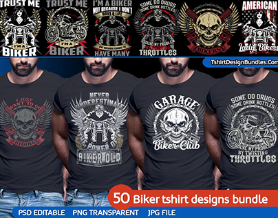 50 biker tshirt design bundle.
