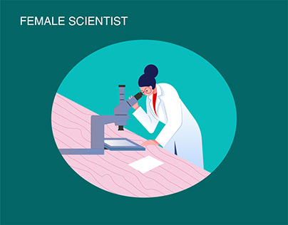 Female Scientist Flat Illustration