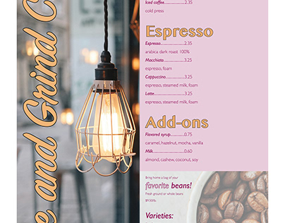 Rise and Grind Cafe menu