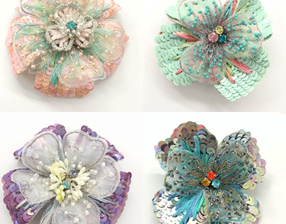 Fancy Embroidery Flower brooches