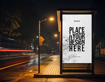 Bus Stop Poster Mockup Generated with AI