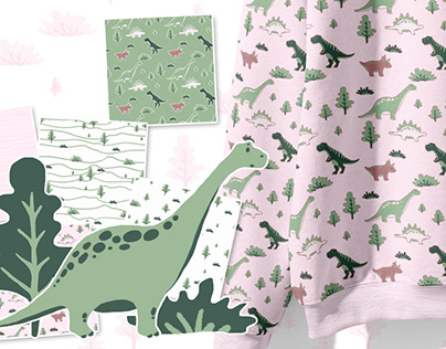 Dinosaurs: Kids collection. Textile Design.