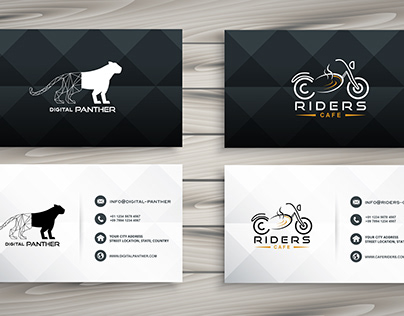 Digital Panther and Riders Cafe Logo Design