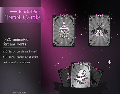 Black and Pink Tarot Cards Stream Alerts