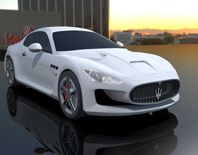 Maserati Granturismo, modelado 3D, render en proceso.