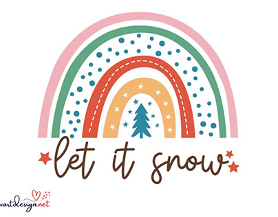 Boho Let It Snow Christmas Rainbow SVG PNG