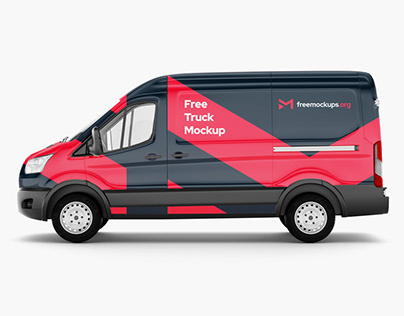 Free Ford Transit Truck Mockup - Side View