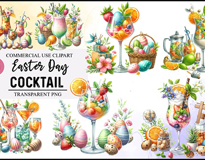 Watercolor easter day Cocktail Clipart