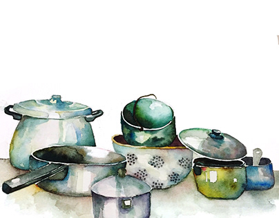 Pots and Pans Watercolor