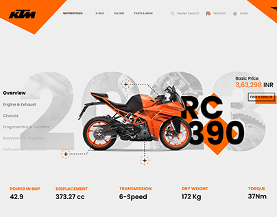 KTM Bike Website Landing Page UI