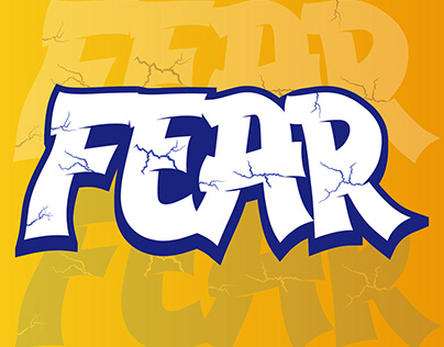 "FEAR" cracked effect graffiti style typography design