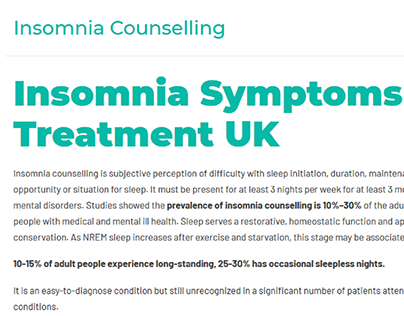 Insomnia Ccounselling with Psychological Consultation