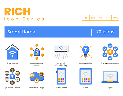 70 Smart Home Icons - Rich Series
