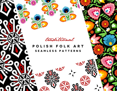 Polish Folk Art Seamless Patterns