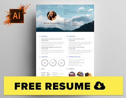 Free Minimalistic Resume/CV - Illustrator