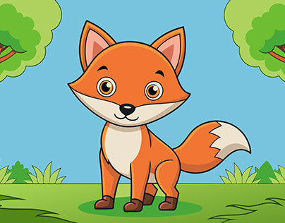 animals fox cute background is tree
