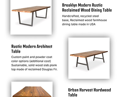 Urban Wood Goods Eco-Friendly Rectangle Dining Tables