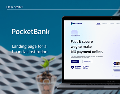 PocketBank financial institution landing page