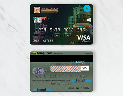 Yemen International bank visa classic card template