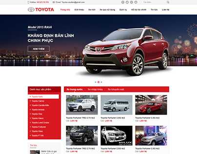 Mẫu website ô tô Toyota