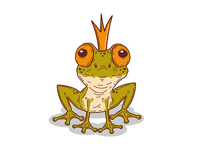 Cute frog prince cartoon character