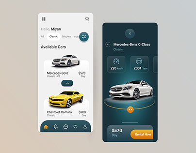 Rent E Car App | UI Design