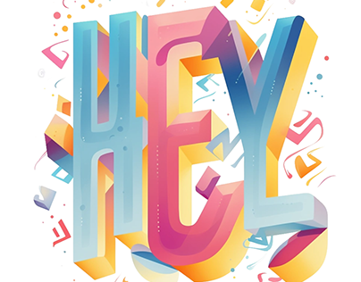 Typography design "HEY" vibrant colors