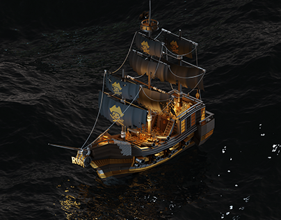 Pirate ship - Low Poly 3D