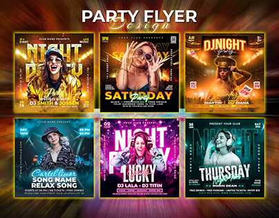 6 Premium Bundle Dj Night Club Party Flyer PSD