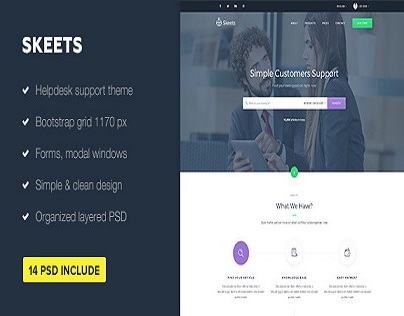 Skeets — Helpdesk and Knowledge Base PSD Template