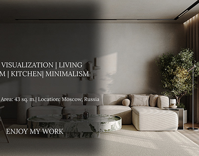 3D VISUALIZATION | LIVING ROOM | KITCHEN| MINIMALISM