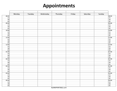 Weekly Appointment Calendar and Planner Template