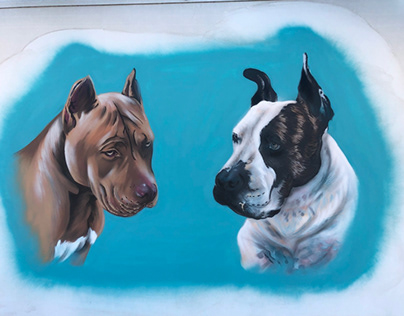 Mural, perros, Montana94