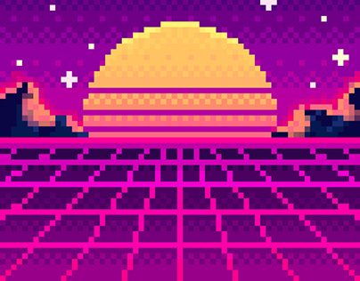 [Pixel Art] Vaporwave Sunset