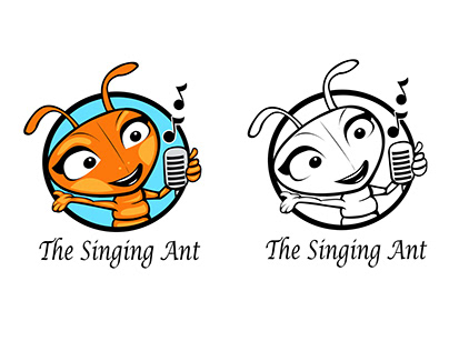 The Singing Ant Cartoon Logo Design