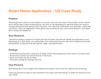 Smart Home Application - UX Case Study