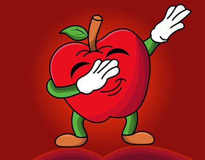 Dabbing apple Vector Cartoon illustration clip art