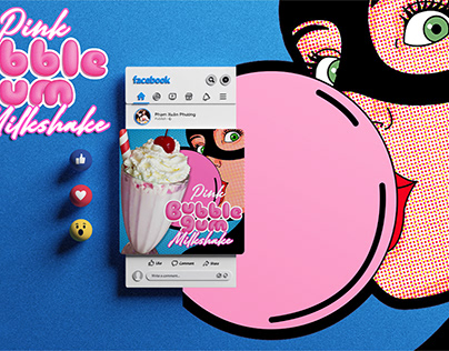 Social Media Post - Pink Bubble Gum Milkshake