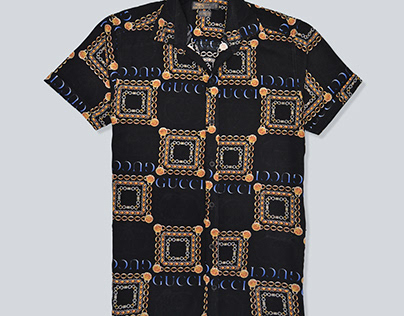 Black Printed Half Sleeve Shirt For Men