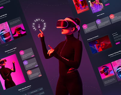 Conceptual Interactive VR Headset Landing Page Design